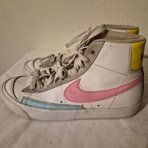 Nike  High-Top Sneakers - White, Pink, and Yellow